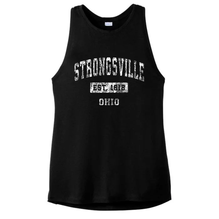 Strongsville Ohio Oh Vintage Established Sports Ladies Tri-Blend Wicking Tank