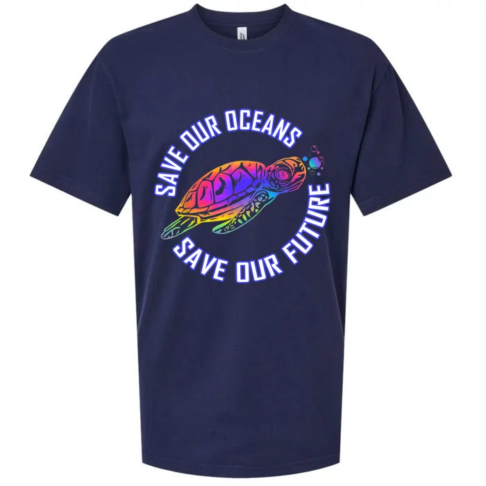 Save Our Oceans Save Our Future Tie Dye Turtle Conservation Sueded Cloud Jersey T-Shirt