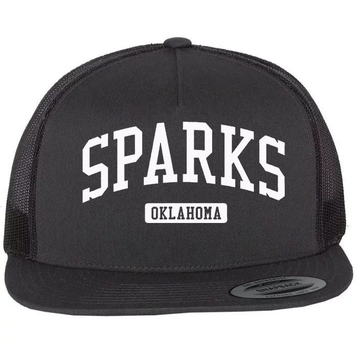 Sparks Oklahoma Ok Vintage Athletic Sports Design Flat Bill Trucker Hat