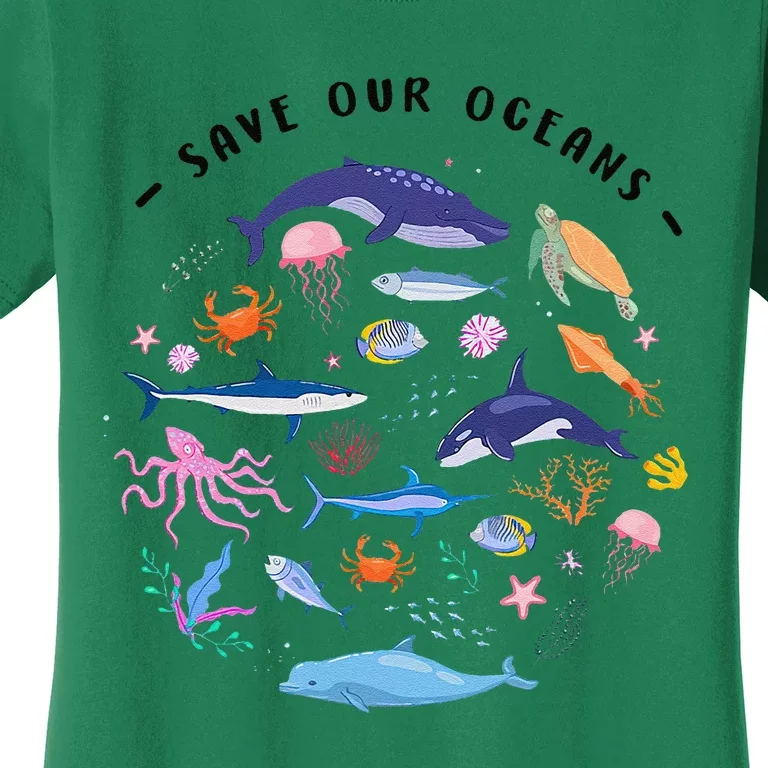 Save Our Oceans Seas Sea Creatures Sea Animals Protect Women's T-Shirt