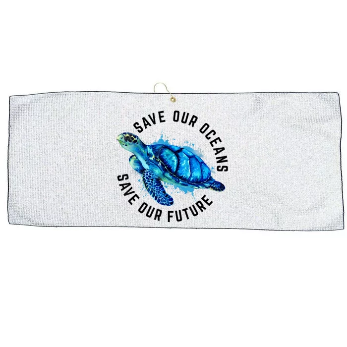 Save Our Oceans Sea Turtle Pro Environment Nature Earth Day Large Microfiber Waffle Golf Towel