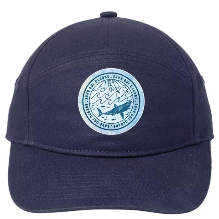 Save Our Oceans Conservation And Preservation Shark Love Gift 7-Panel Snapback Hat