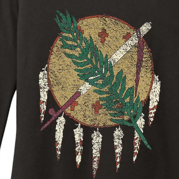 STATE OF OKLAHOMA FLAG OSAGE NATION SHIELD Womens CVC Long Sleeve Shirt