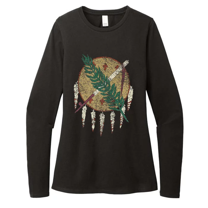 STATE OF OKLAHOMA FLAG OSAGE NATION SHIELD Womens CVC Long Sleeve Shirt