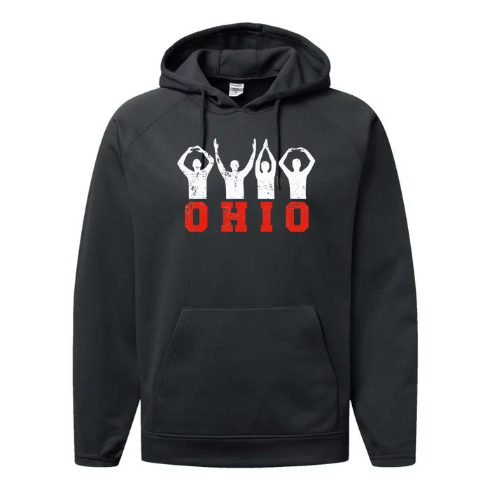 State Of Ohio Ohioan OH Trendy Distressed Performance Fleece Hoodie