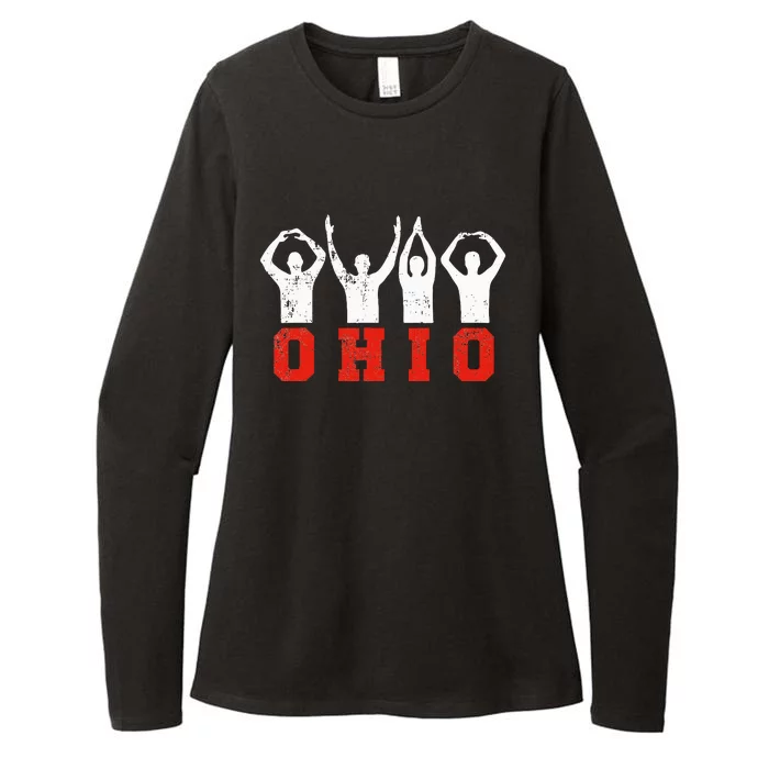 State Of Ohio Ohioan OH Trendy Distressed Womens CVC Long Sleeve Shirt