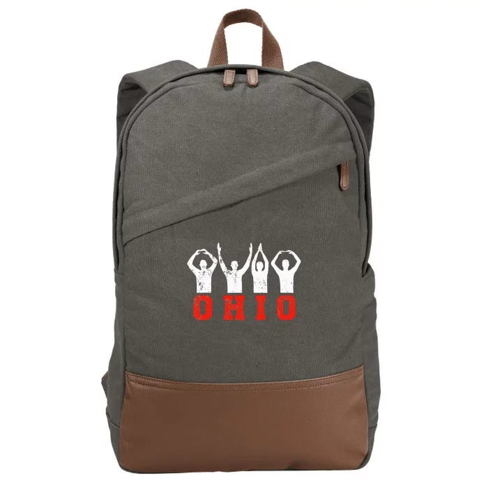 State Of Ohio Ohioan OH Trendy Distressed Cotton Canvas Backpack