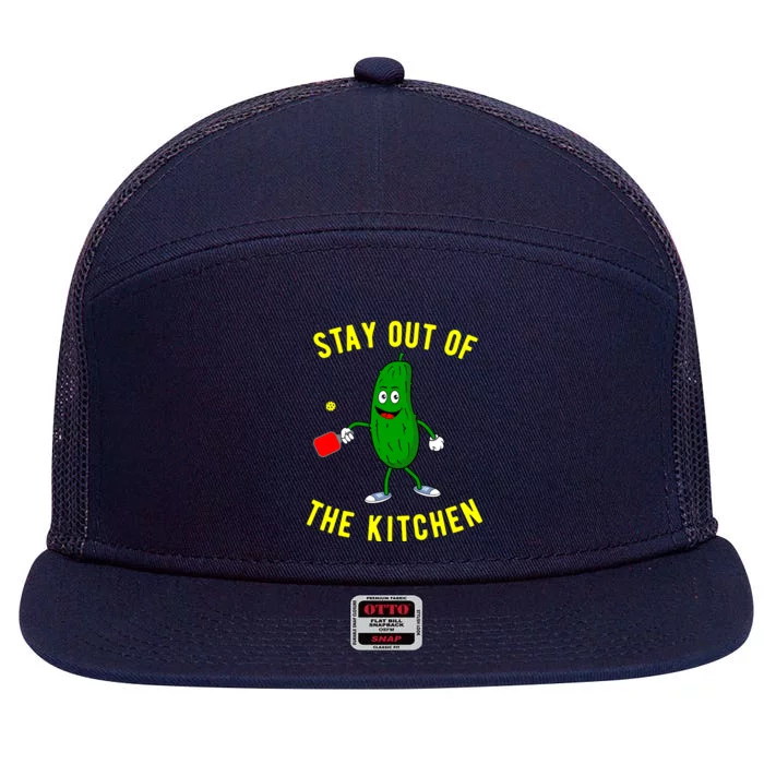 Stay Out Of The Kitchen Funny Pickleball Dink Graphic Gift 7 Panel Mesh Trucker Snapback Hat