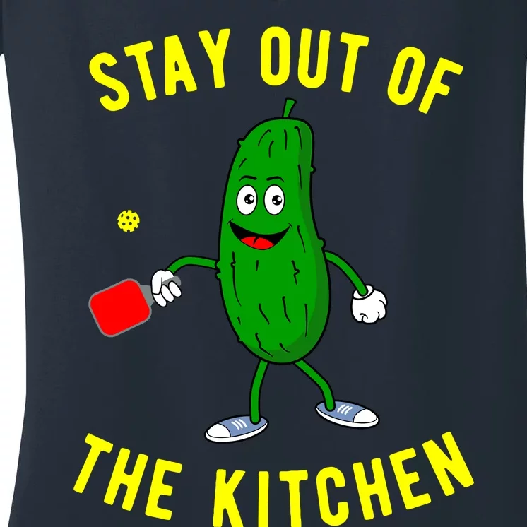 Stay Out Of The Kitchen Funny Pickleball Dink Graphic Gift Women's V-Neck T-Shirt