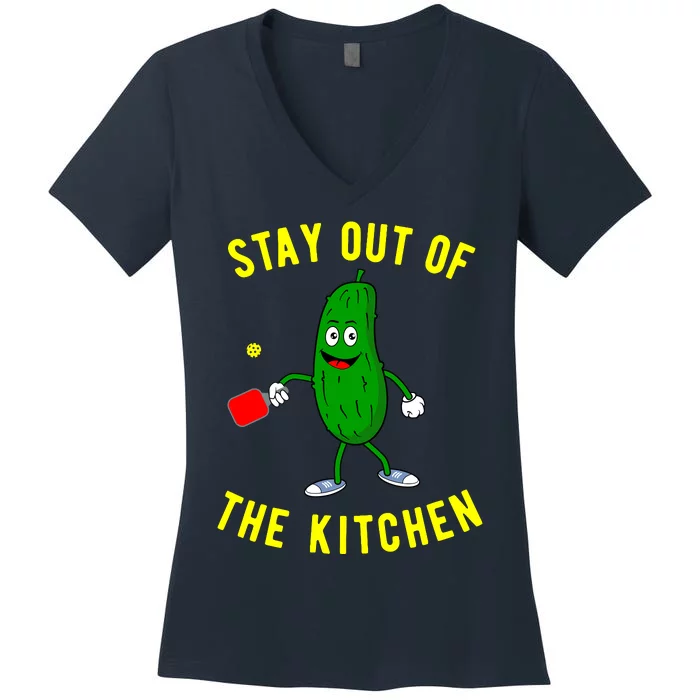 Stay Out Of The Kitchen Funny Pickleball Dink Graphic Gift Women's V-Neck T-Shirt