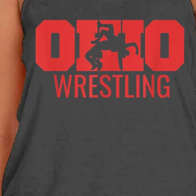 State Of Ohio Wrestling Freestyle Wrestler Gear Sports Women's Knotted Racerback Tank