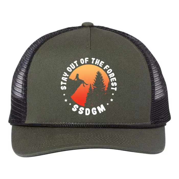 Stay Out Of The Forest Camping Hiking Nature Lover Vintage Gift Retro Rope Trucker Hat Cap