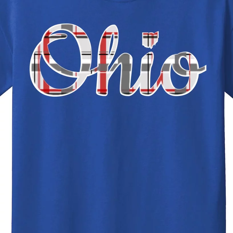 State Of Ohio Ohioan Pride Trendy Plaid Script Texgift Kids T-Shirt