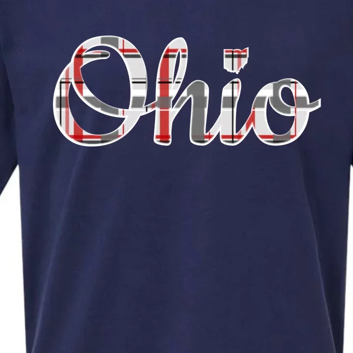 State Of Ohio Ohioan Pride Trendy Plaid Script Texgift Sueded Cloud Jersey T-Shirt