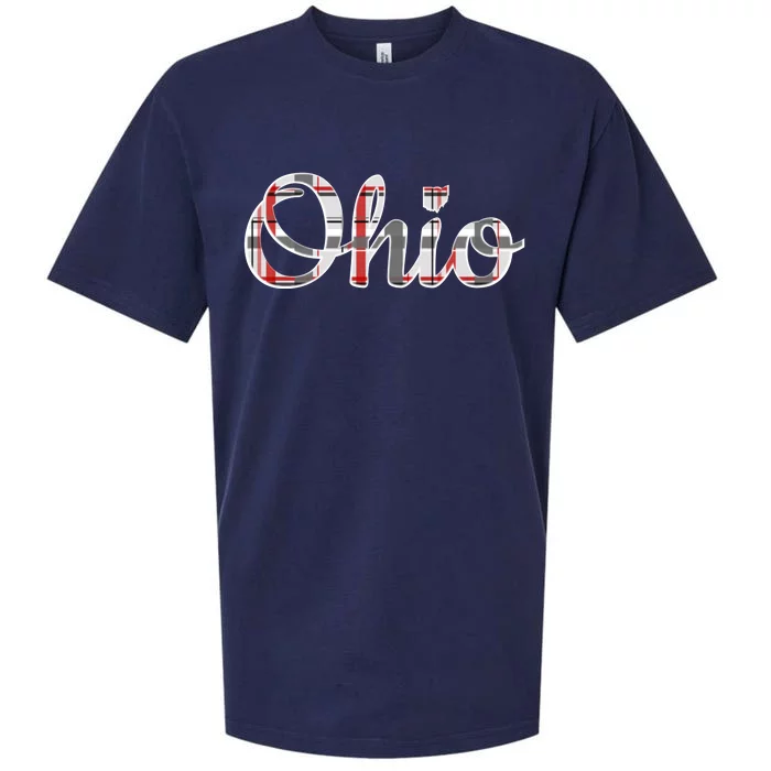 State Of Ohio Ohioan Pride Trendy Plaid Script Texgift Sueded Cloud Jersey T-Shirt