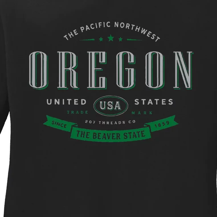 State Of Oregon Ladies Long Sleeve Shirt