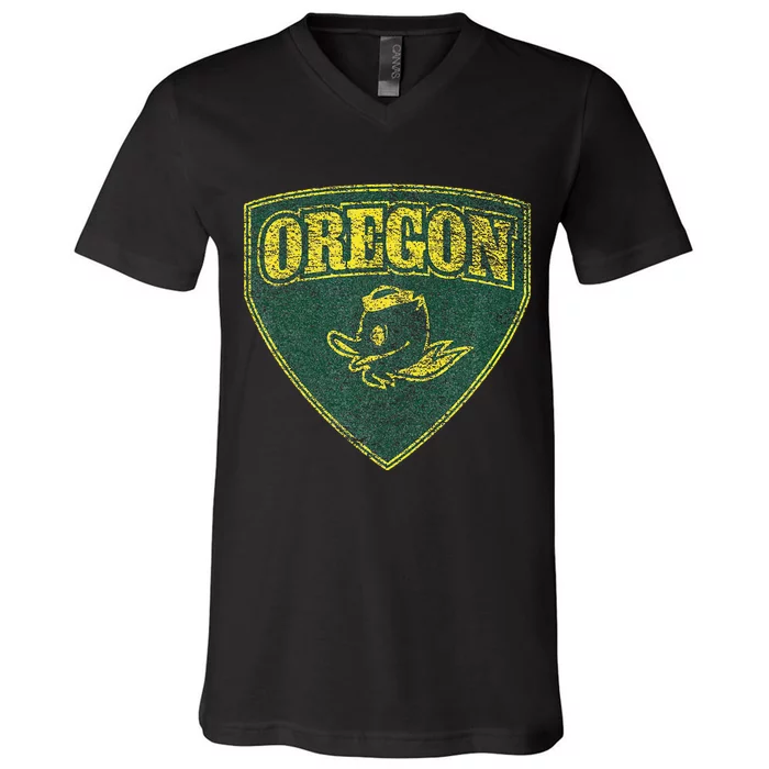 State Of Oregon Heroic Emblem Green V-Neck T-Shirt