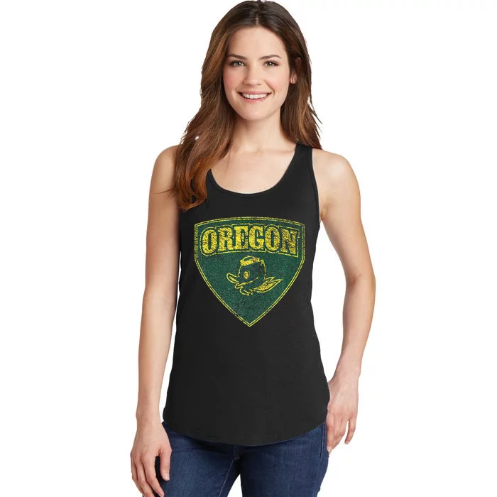 State Of Oregon Heroic Emblem Green Ladies Essential Tank