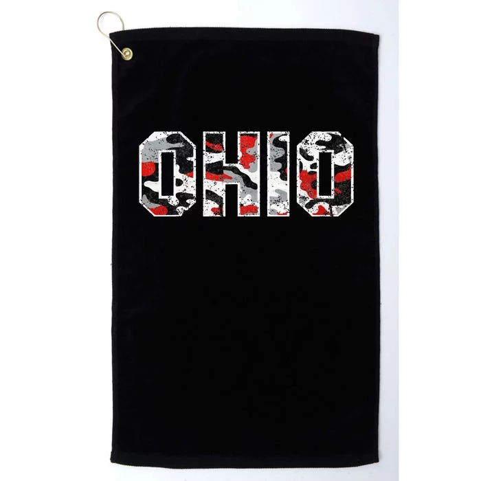 State of Ohio Ohioan Trendy Distressed Camo Designs Platinum Collection Golf Towel