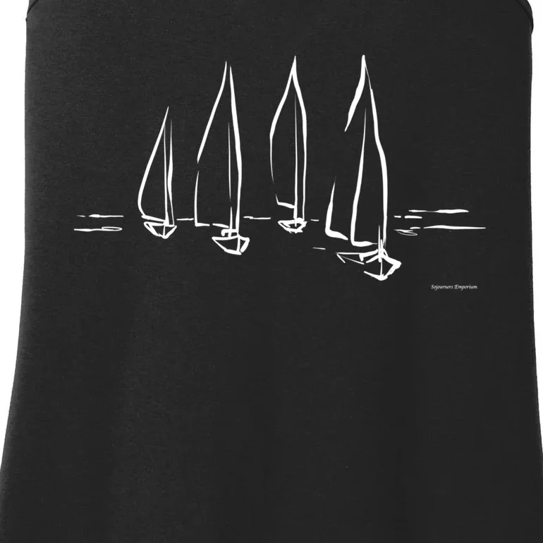 Sailboats On Open Water Nautical Theme Sailing Boating Gift Ladies Essential Tank