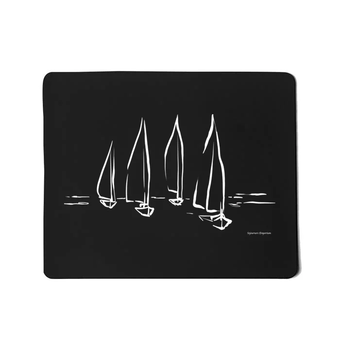 Sailboats On Open Water Nautical Theme Sailing Boating Gift Mousepad