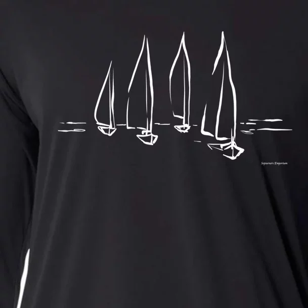 Sailboats On Open Water Nautical Theme Sailing Boating Gift Cooling Performance Long Sleeve Crew