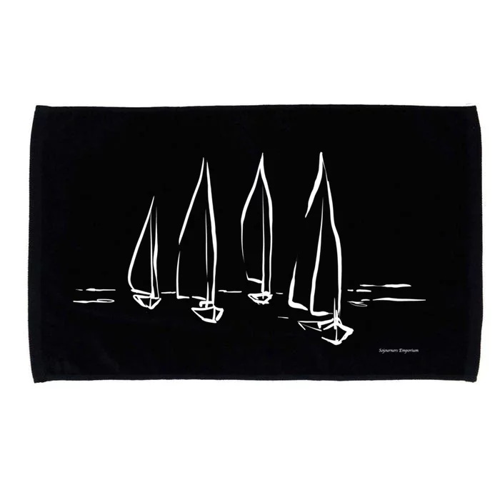 Sailboats On Open Water Nautical Theme Sailing Boating Gift Microfiber Hand Towel