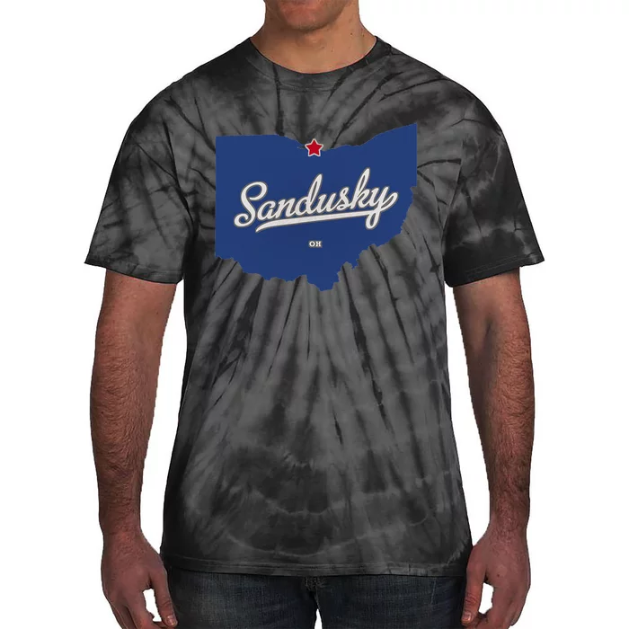 Sandusky Ohio OH Map Tie-Dye T-Shirt