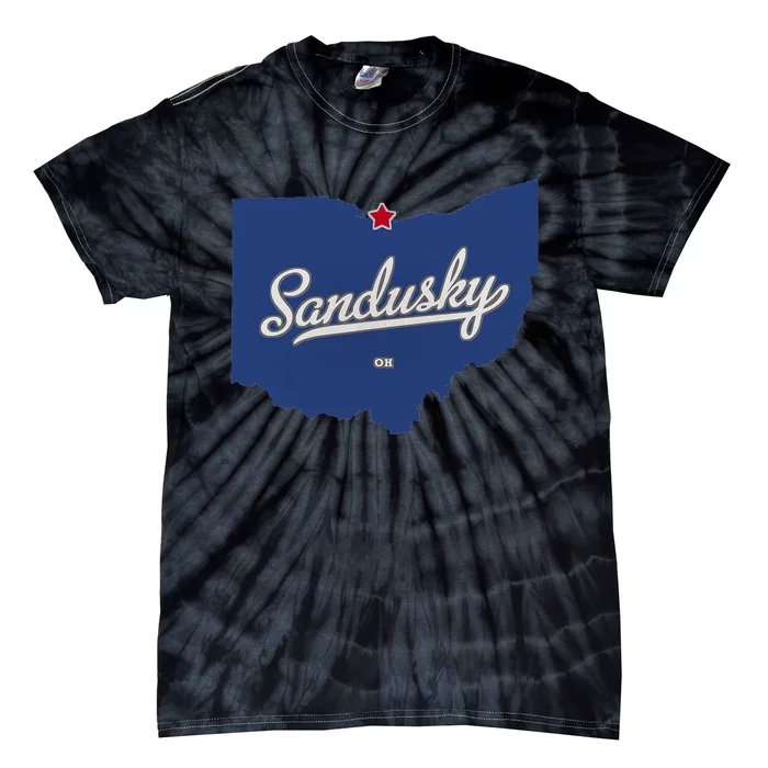 Sandusky Ohio OH Map Tie-Dye T-Shirt