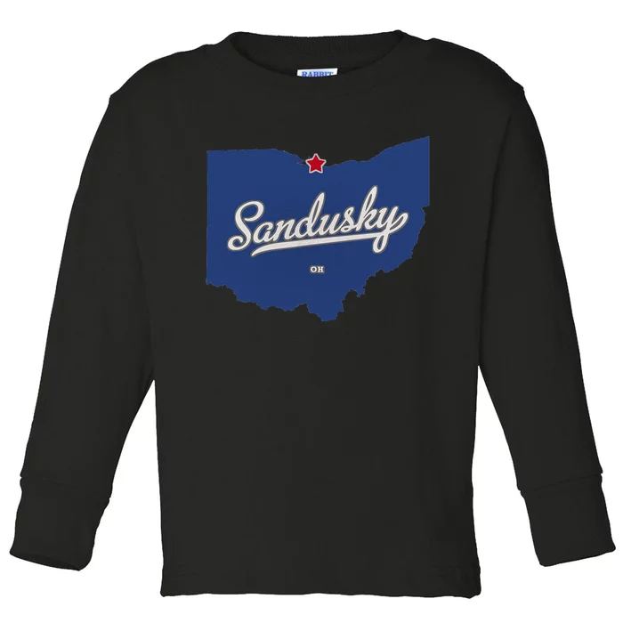 Sandusky Ohio OH Map Toddler Long Sleeve Shirt