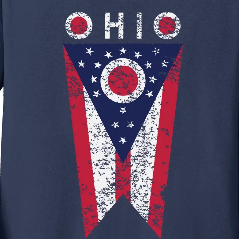 State Of Ohio Burgee Flag The Buckeye State Kids Long Sleeve Shirt