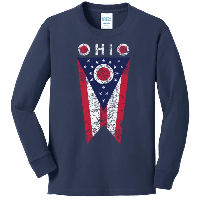 State Of Ohio Burgee Flag The Buckeye State Kids Long Sleeve Shirt