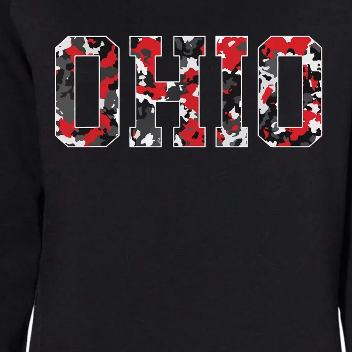 State Of Ohio Ohioan Trendy Distressed Camo Graphic Designs Womens California Wash Sweatshirt