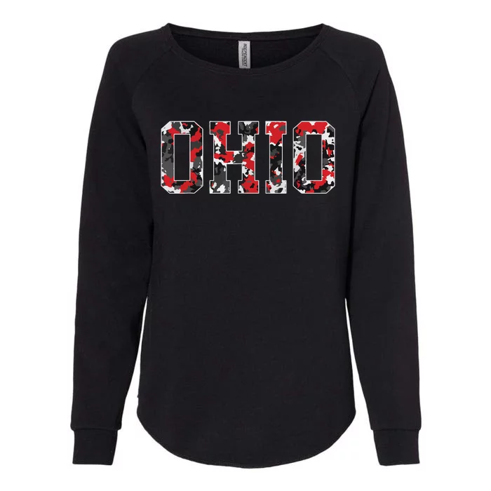 State Of Ohio Ohioan Trendy Distressed Camo Graphic Designs Womens California Wash Sweatshirt