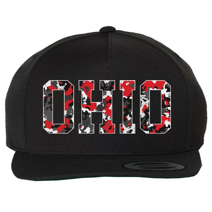 State Of Ohio Ohioan Trendy Distressed Camo Graphic Designs Wool Snapback Cap