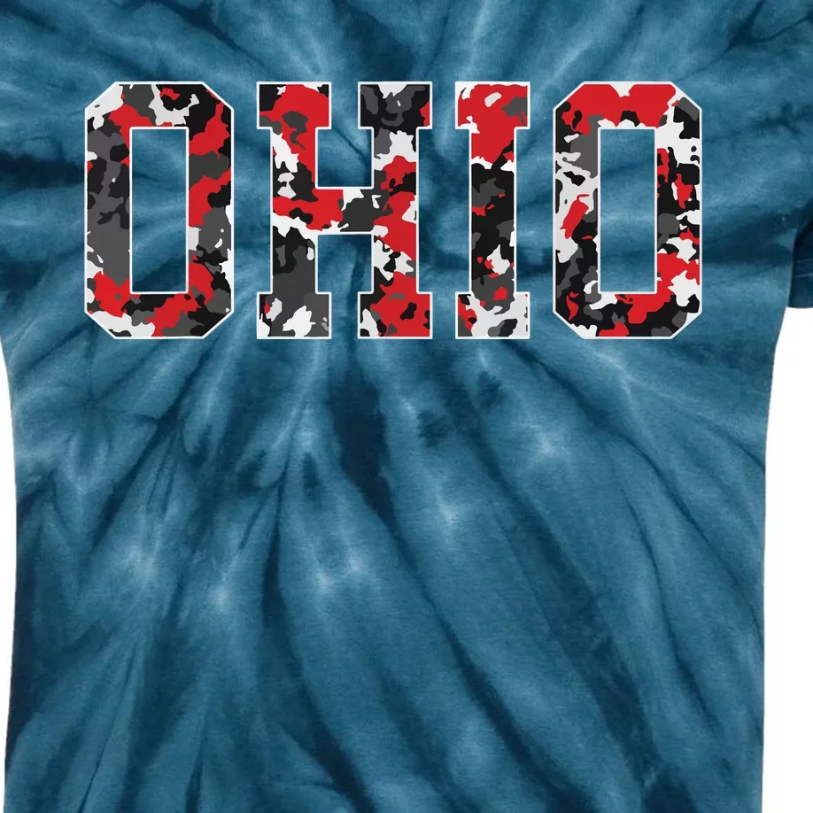 State Of Ohio Ohioan Trendy Distressed Camo Graphic Designs Kids Tie-Dye T-Shirt