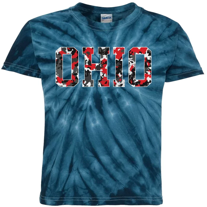 State Of Ohio Ohioan Trendy Distressed Camo Graphic Designs Kids Tie-Dye T-Shirt