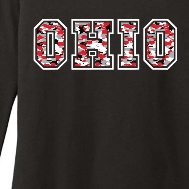 State Of Ohio Ohioan Trendy Distressed Camo Graphic Designs Womens CVC Long Sleeve Shirt