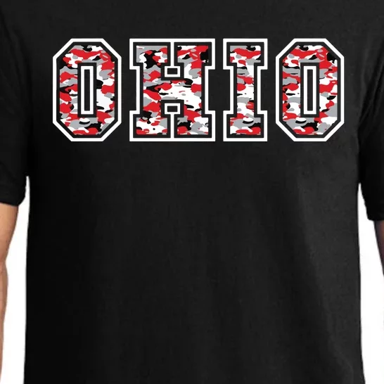 State Of Ohio Ohioan Trendy Distressed Camo Graphic Designs Pajama Set