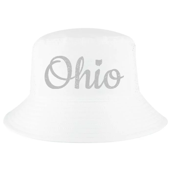 State Of Ohio Pride Script Text Distressed Design Gifts Cool Comfort Performance Bucket Hat