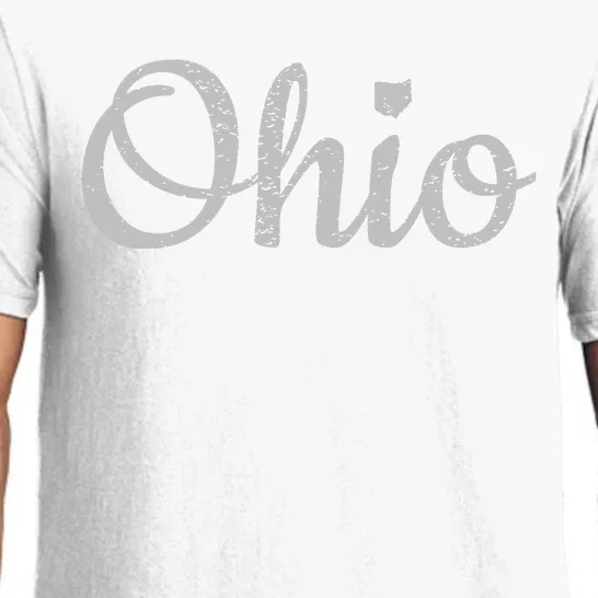 State Of Ohio Pride Script Text Distressed Design Gifts Pajama Set