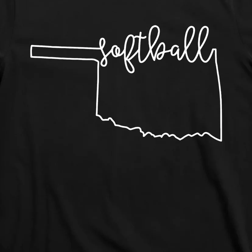 State Of Oklahoma Outline With Softball Script T-Shirt