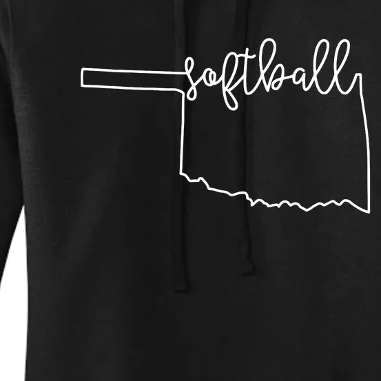 State Of Oklahoma Outline With Softball Script Women's Pullover Hoodie