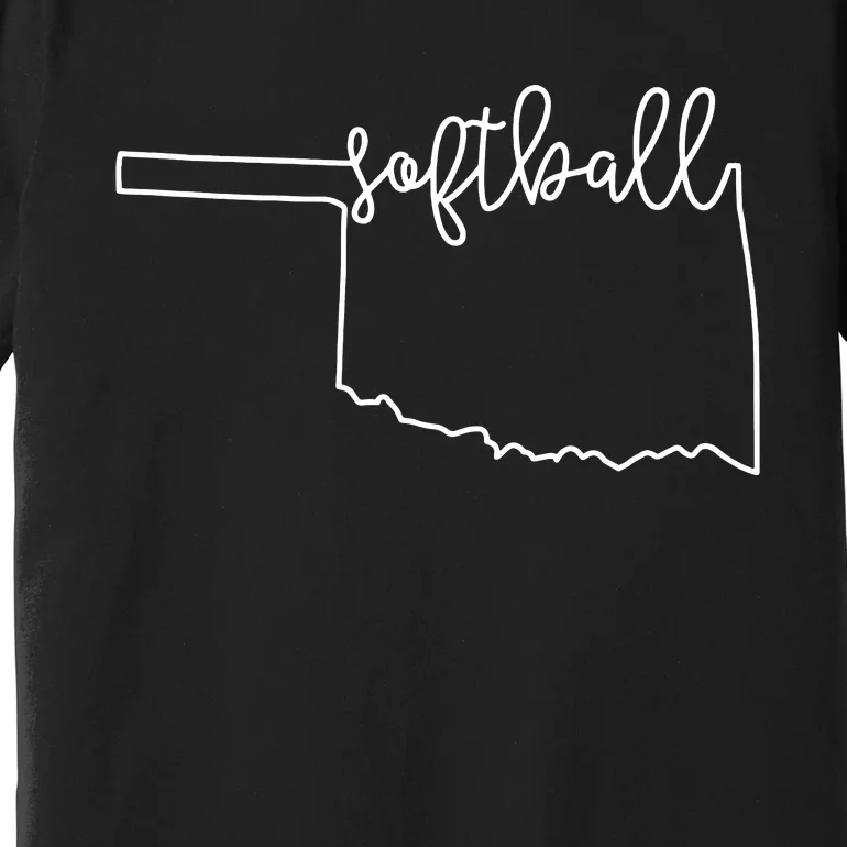 State Of Oklahoma Outline With Softball Script Premium T-Shirt