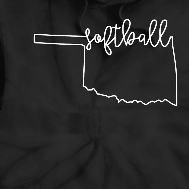 State Of Oklahoma Outline With Softball Script Tie Dye Hoodie