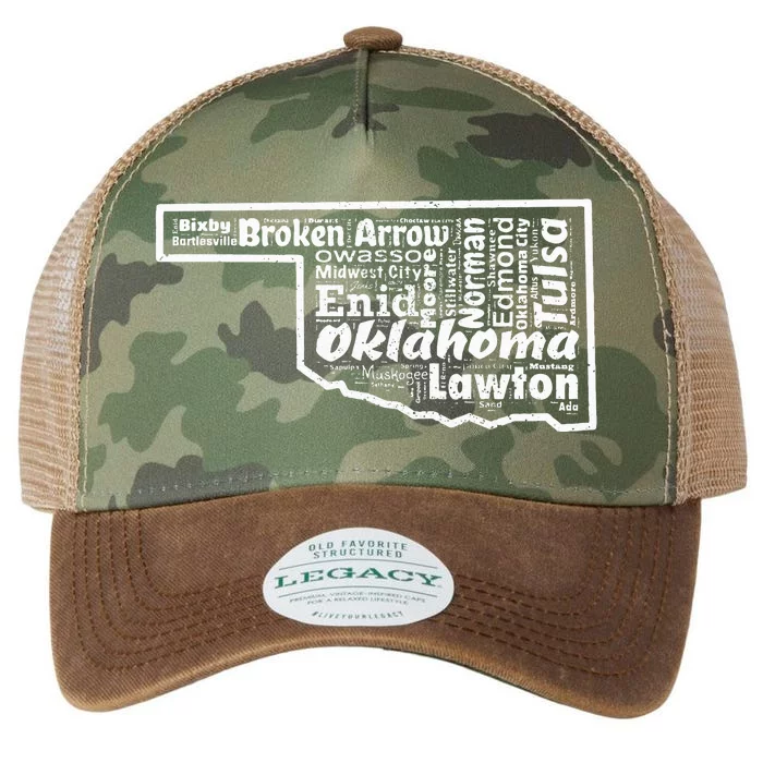 State Of Oklahoma Flag Cities Distressed Us Gift Legacy Tie Dye Trucker Hat