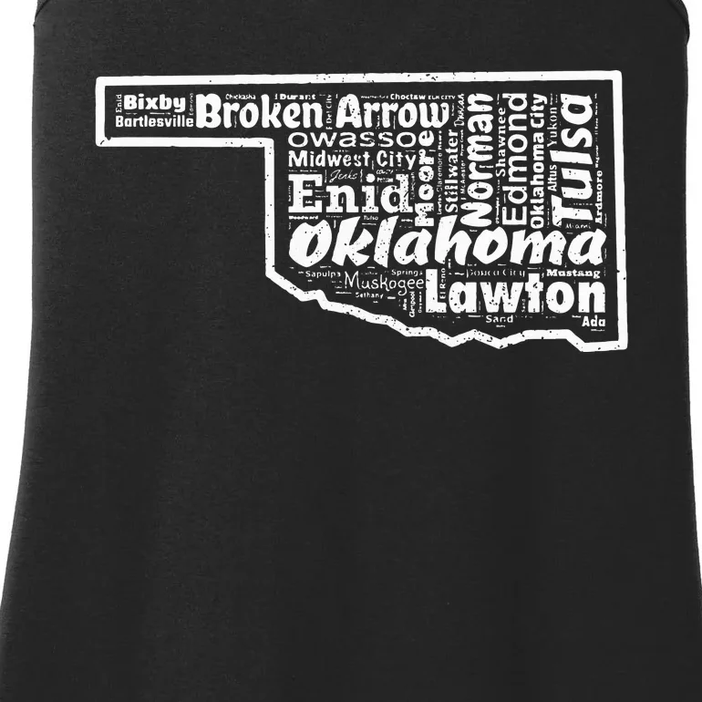 State Of Oklahoma Flag Cities Distressed Us Gift Ladies Essential Tank