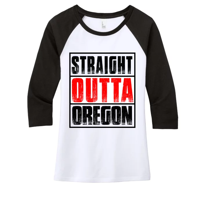 Straight Outta Oregon Women's Tri-Blend 3/4-Sleeve Raglan Shirt