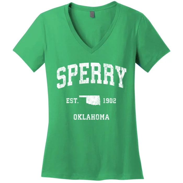 Sperry Oklahoma Ok Vintage Athletic Women's V-Neck T-Shirt