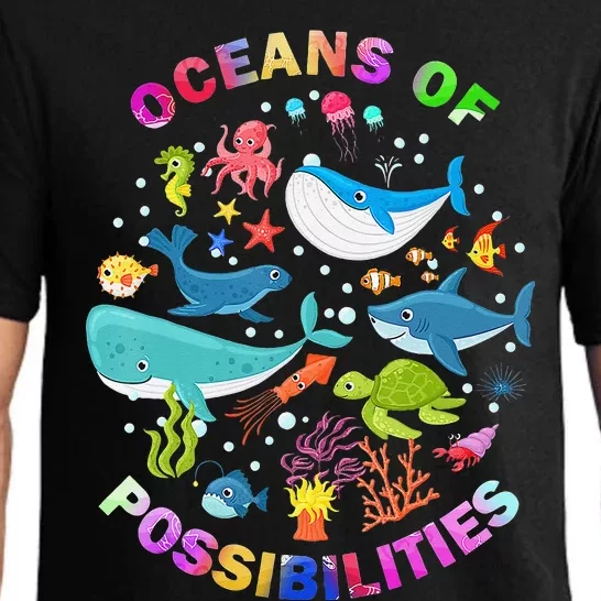 Summer Oceans Of Possibilities Sea Animal Reading Librarian Pajama Set